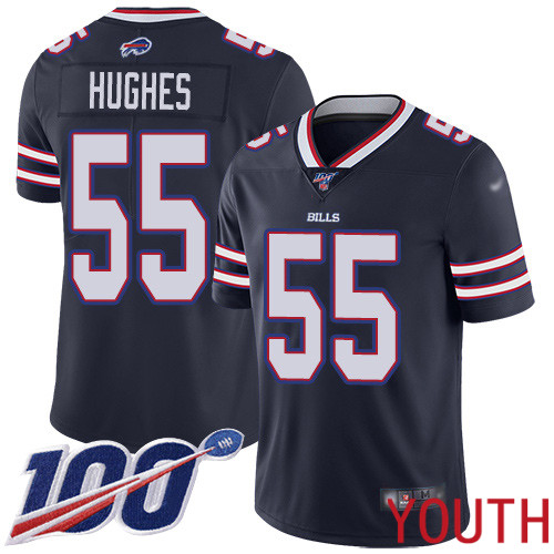 Youth Buffalo Bills #55 Jerry Hughes Limited Navy Blue Inverted Legend 100th Season NFL Jersey